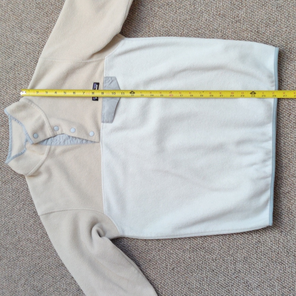 Patagonia Snap-T Synchilla fleece pullover sweater in white, beige and silver, M - Picture 12 of 13